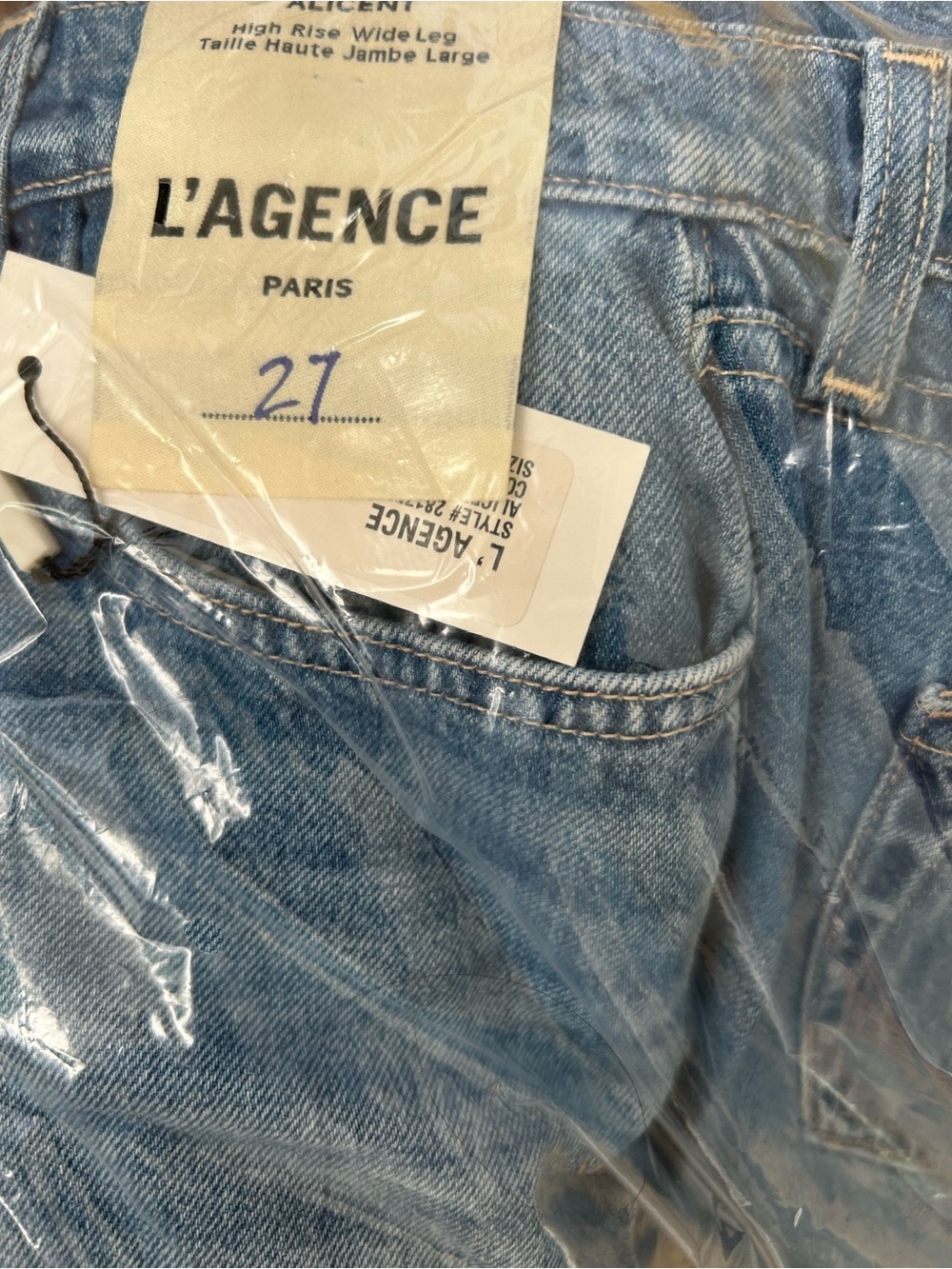 L'AGENCE Alicent in Figuera Light Blue Wide-Leg Jeans Size 27 - Picture 4 of 4